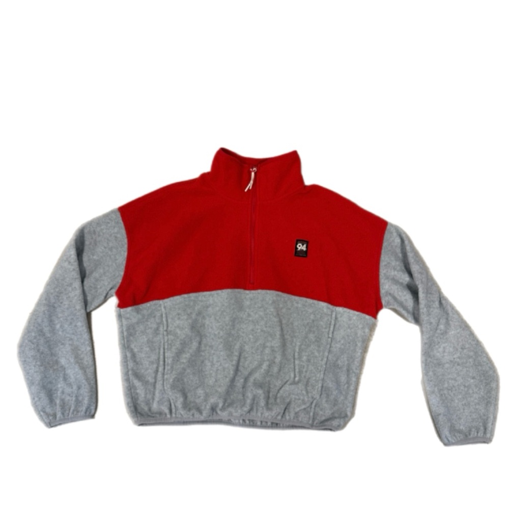 Old Navy ‘94 Collection Performance Fleece S Quarter Zip Cinched Waist Red/Gray